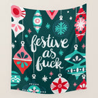 Festive As F*ck - Teal Wall Tapestry Gallery Image 4