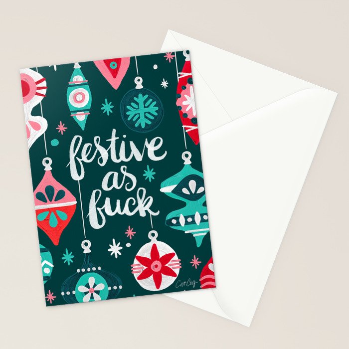 Festive As F*ck - Teal Stationery Card Gallery Image 2