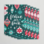Festive As F*ck - Teal Wrapping Paper Gallery Image 3