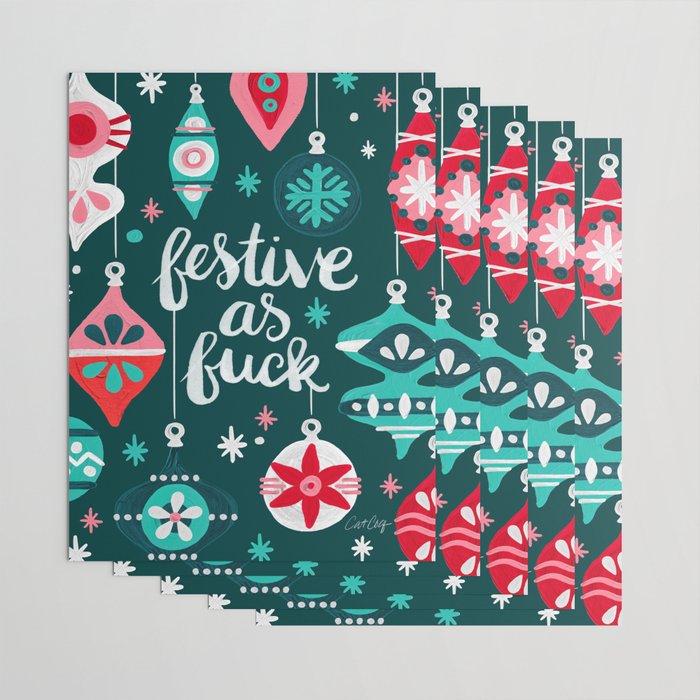 Festive As F*ck - Teal Wrapping Paper Gallery Image 3