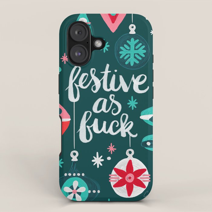 Festive As F*ck - Teal iPhone Case Gallery Image 1
