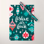 Festive As F*ck - Teal Wrapping Paper Gallery Image 1