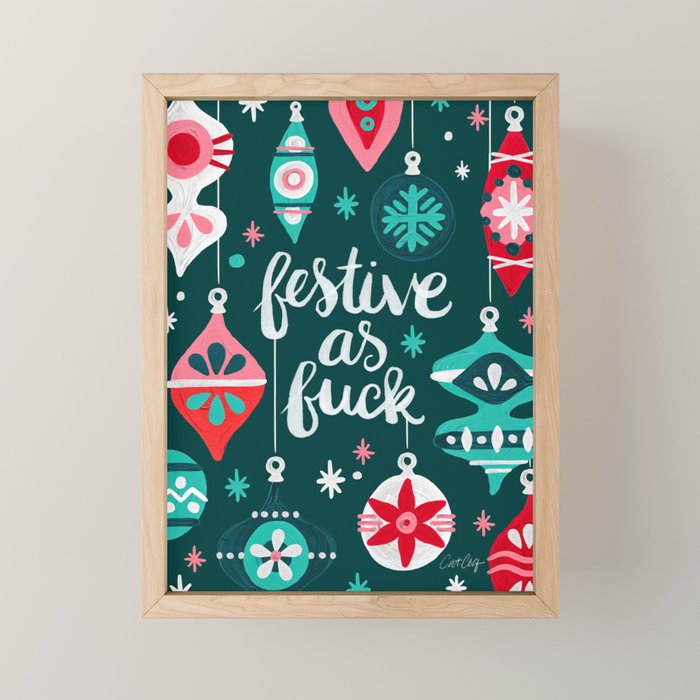 Festive As F*ck - Teal Mini Art Print Gallery Image 1