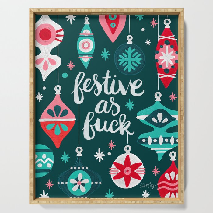 Festive As F*ck - Teal Serving Tray Gallery Image 1