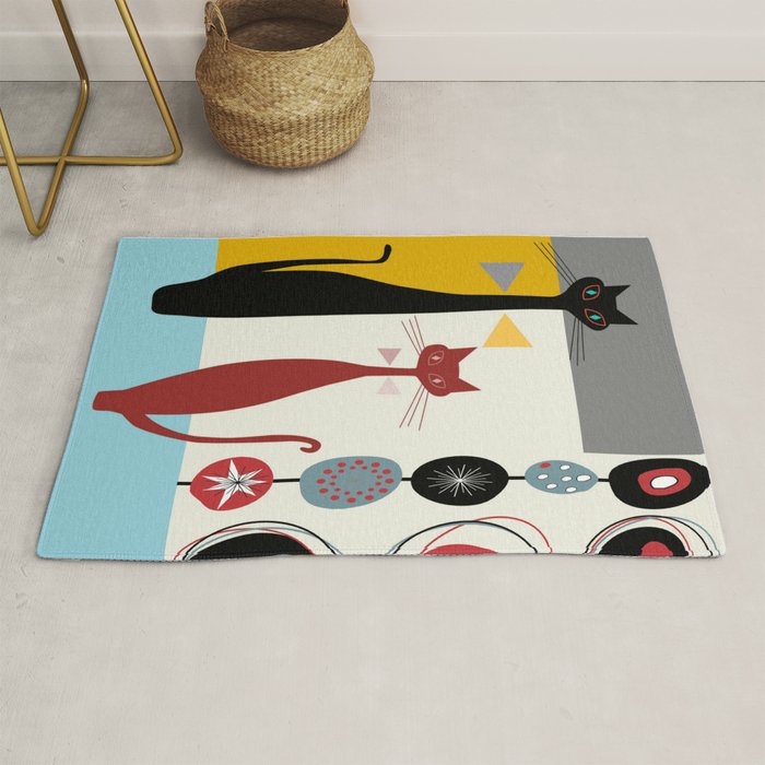 Mid-Century Modern Art Cats Rug Gallery Image 1