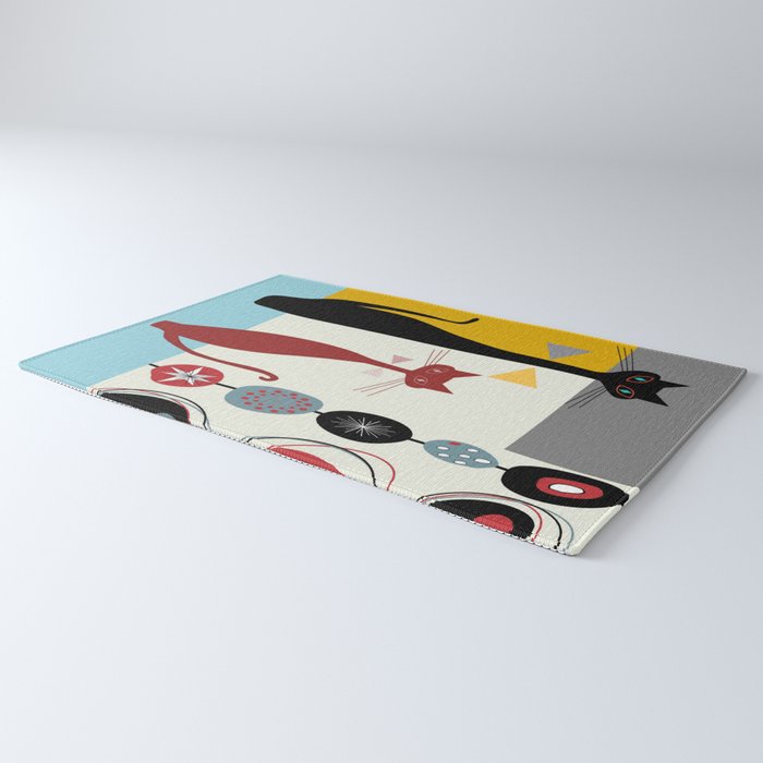 Mid-Century Modern Art Cats Rug Gallery Image 3