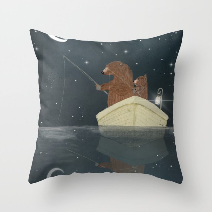 fishing for stars Throw Pillow Gallery Image 1