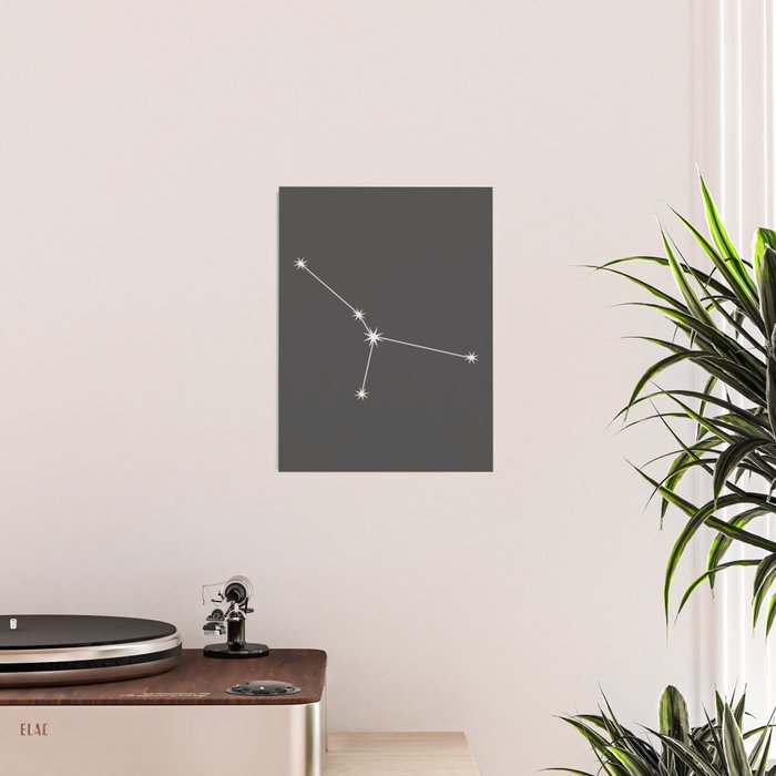 Cancer Zodiac Star Constellation Line Art Grey Poster Gallery Image 2