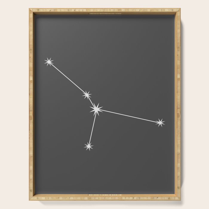 Cancer Zodiac Star Constellation Line Art Grey Serving Tray Gallery Image 1