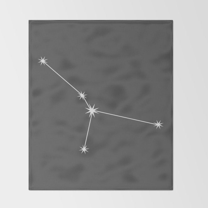Cancer Zodiac Star Constellation Line Art Grey Throw Blanket Gallery Image 2