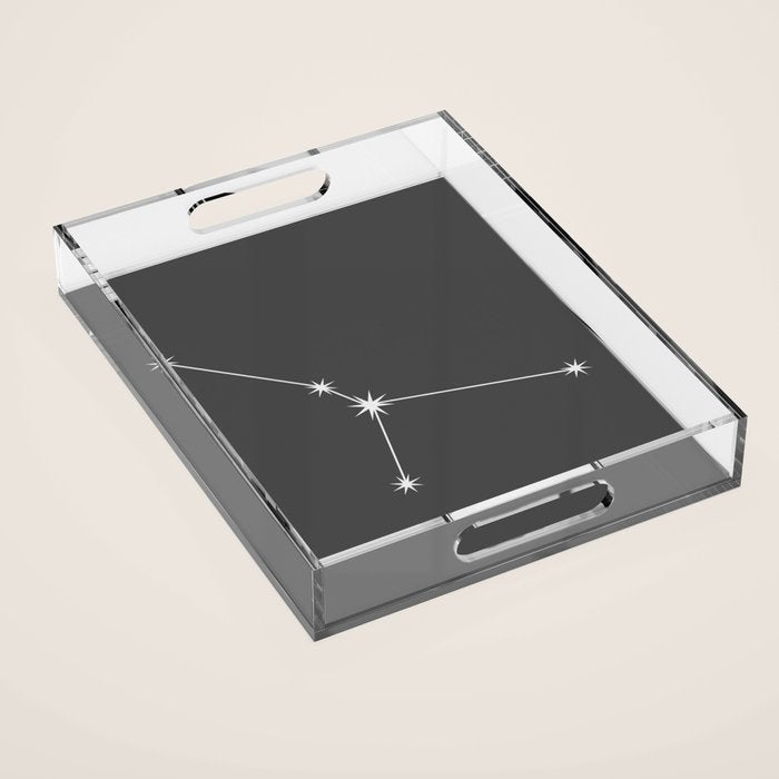 Cancer Zodiac Star Constellation Line Art Grey Acrylic Tray Gallery Image 1