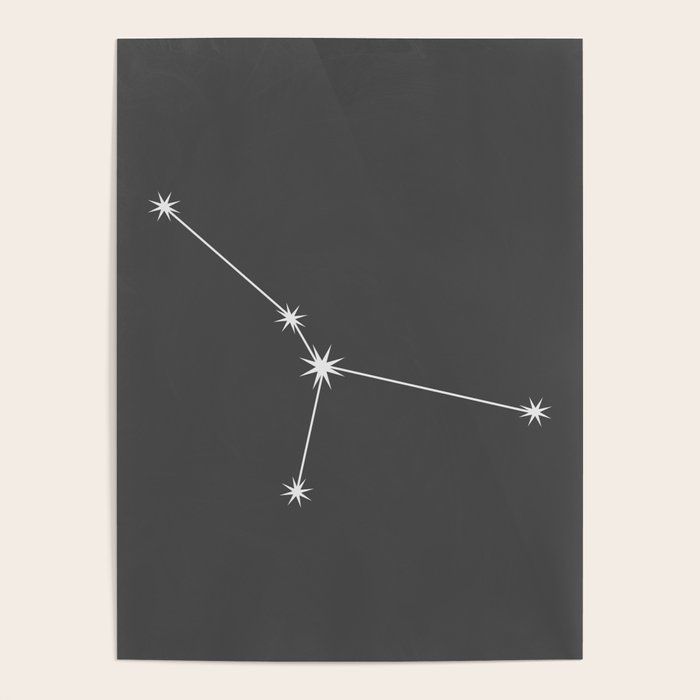 Cancer Zodiac Star Constellation Line Art Grey Poster Gallery Image 4