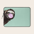 Bubble Gum Sneaky Sloth in Green Laptop Sleeve Gallery Image 1