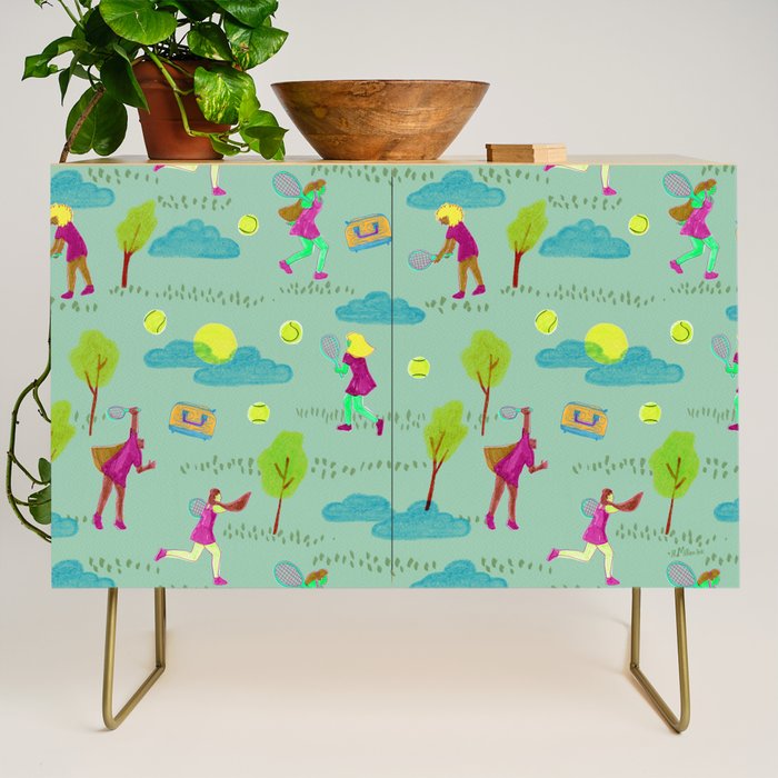 Let's Play Tennis in Soft Green Credenza Gallery Image 1