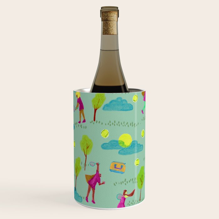 Let's Play Tennis in Soft Green Wine Chiller Gallery Image 3
