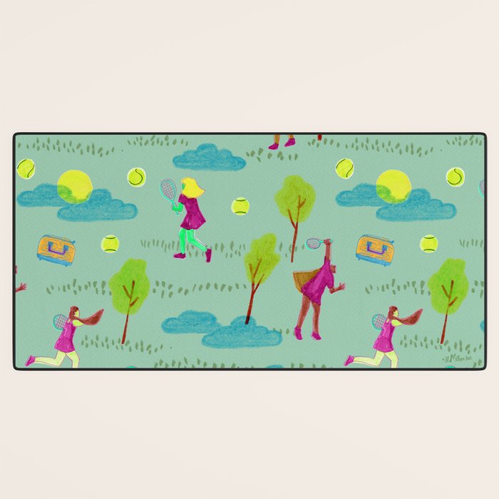 Let's Play Tennis in Soft Green Desk Mat Gallery Image 3