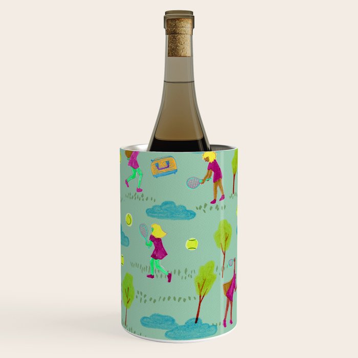 Let's Play Tennis in Soft Green Wine Chiller Gallery Image 1