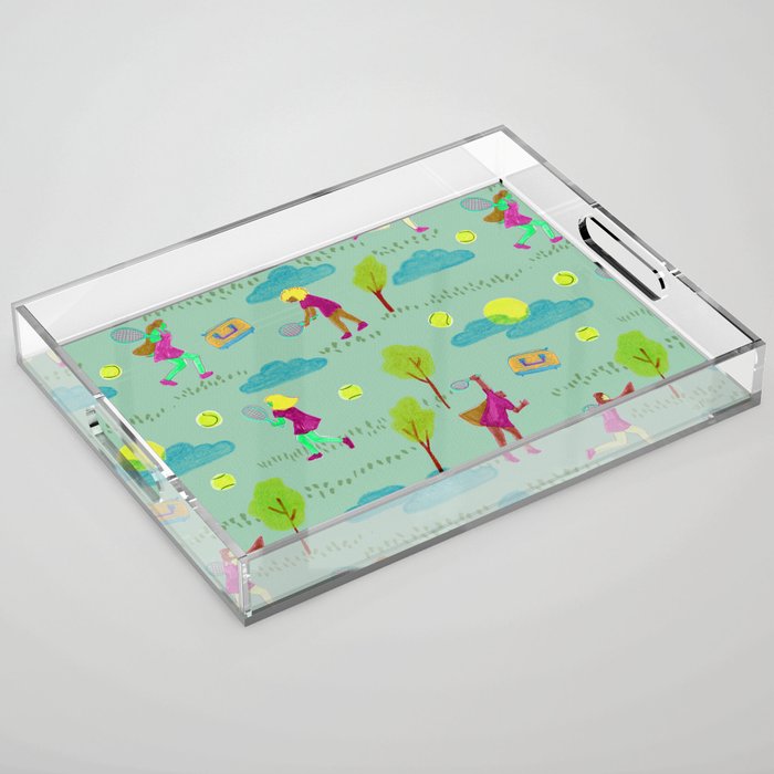 Let's Play Tennis in Soft Green Acrylic Tray Gallery Image 1