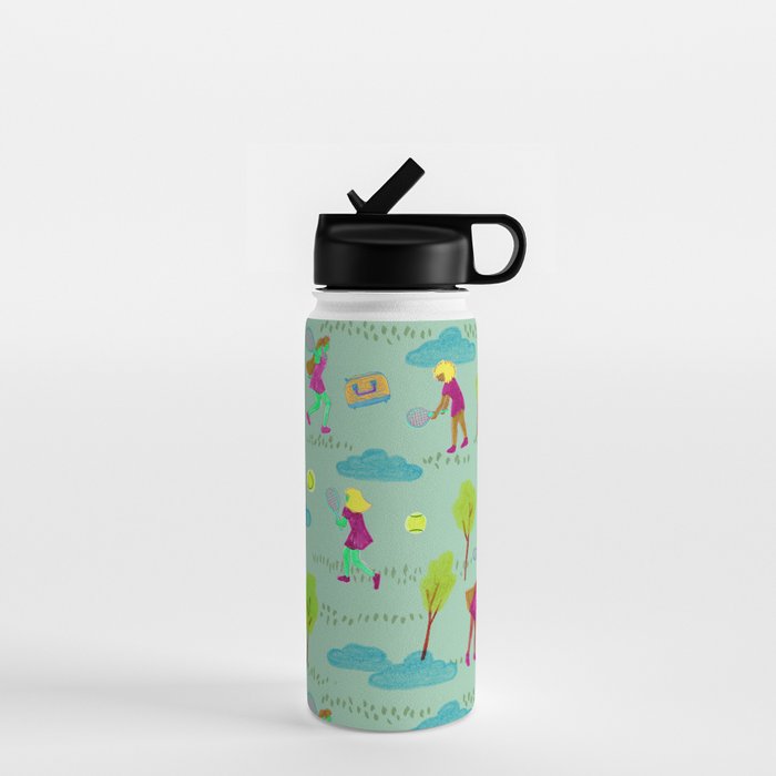 Let's Play Tennis in Soft Green Water Bottle Gallery Image 1