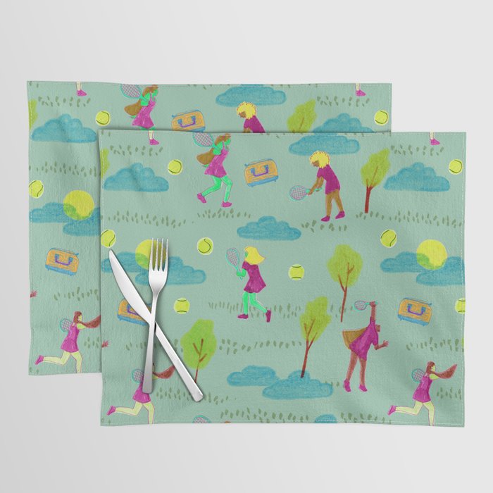 Let's Play Tennis in Soft Green Placemat Gallery Image 1
