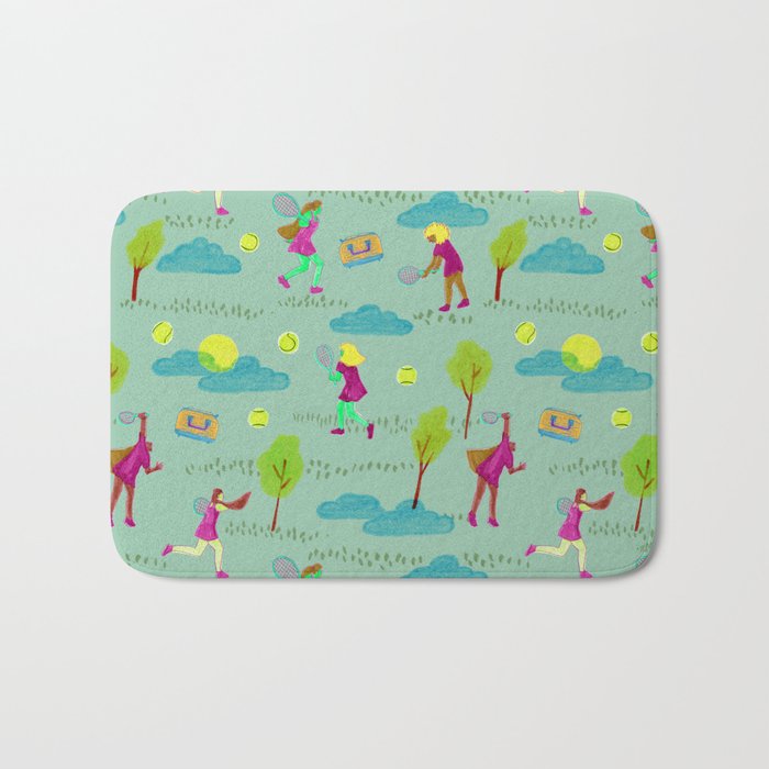 Let's Play Tennis in Soft Green Bath Mat Gallery Image 1