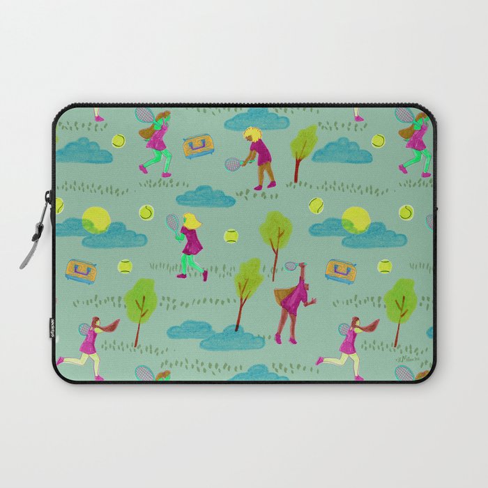 Let's Play Tennis in Soft Green Laptop Sleeve Gallery Image 1