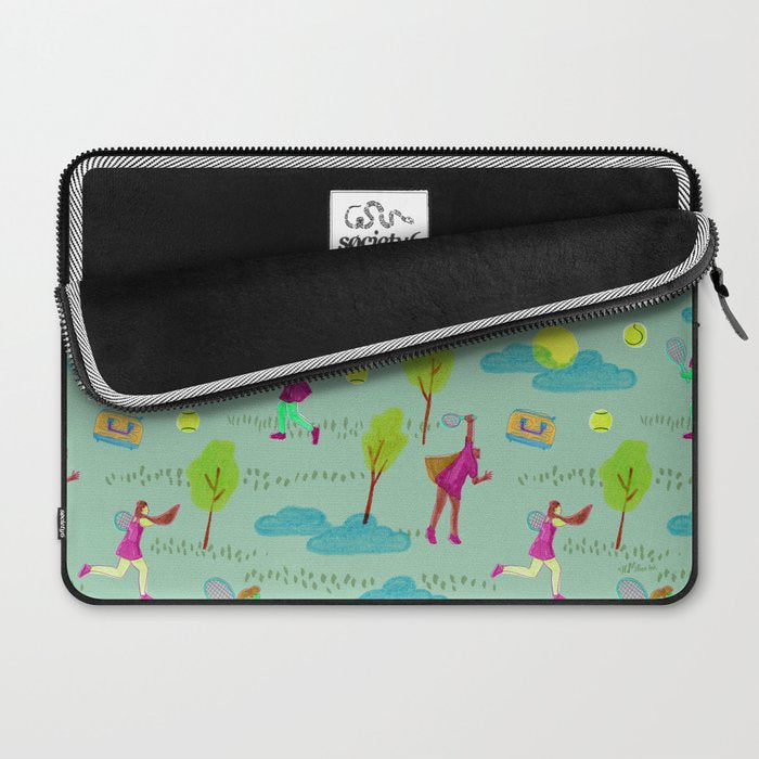Let's Play Tennis in Soft Green Laptop Sleeve Gallery Image 2
