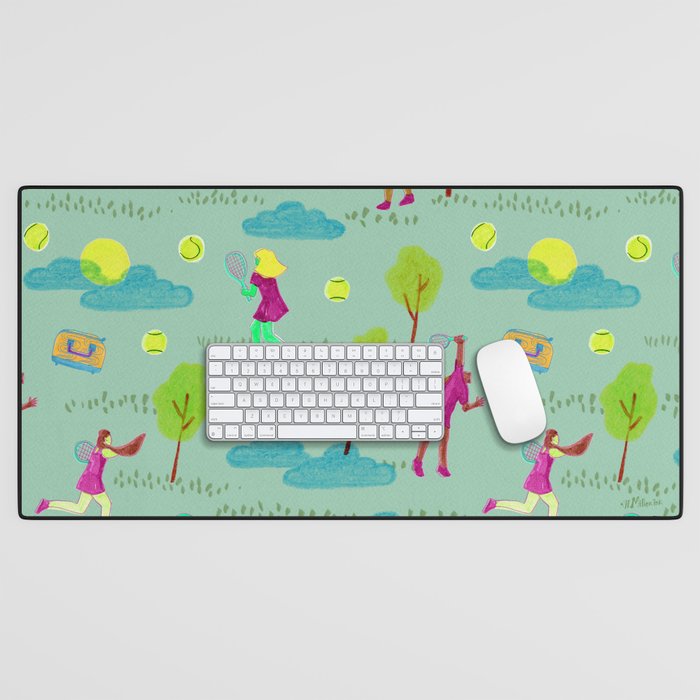 Let's Play Tennis in Soft Green Desk Mat Gallery Image 1