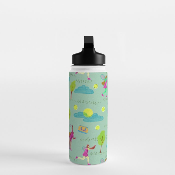 Let's Play Tennis in Soft Green Water Bottle Gallery Image 3