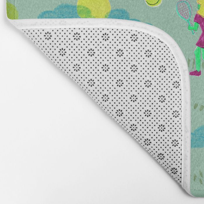 Let's Play Tennis in Soft Green Bath Mat Gallery Image 2