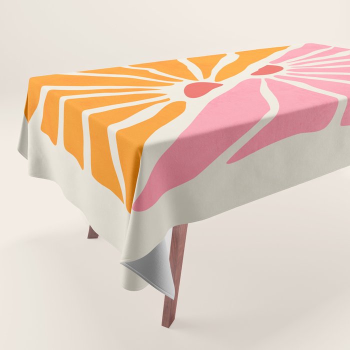 Chantilly & Neon Carrot: Les Fleurs | Flower Market Color Series 09 Tablecloth Gallery Image 1