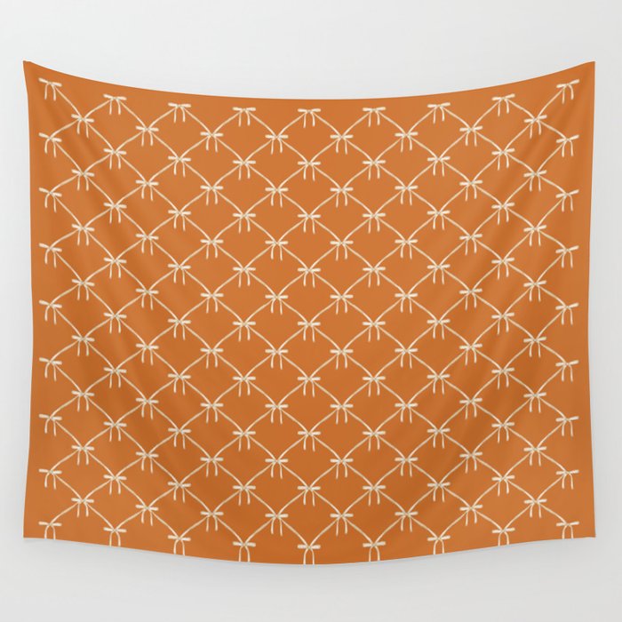 Bows & Ribbons Pattern XV Orange Wall Tapestry Gallery Image 4