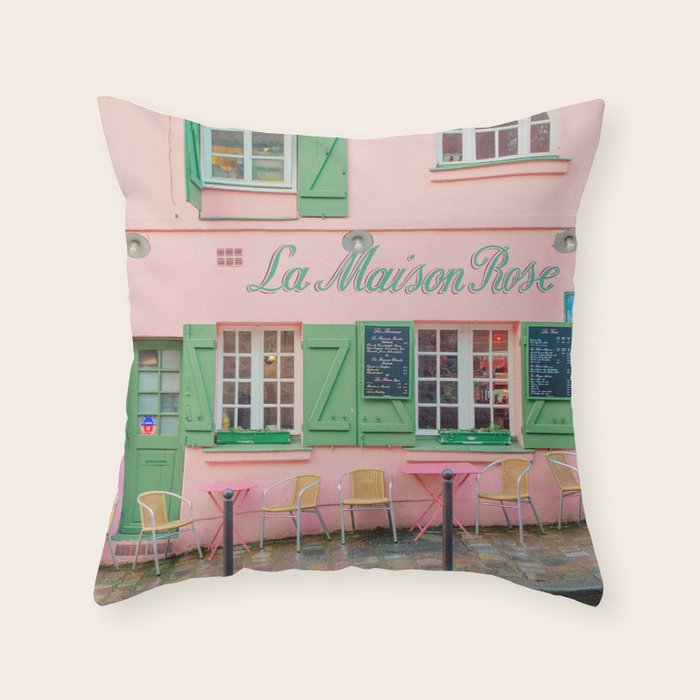 La Maison Rose Cafe in Paris Throw Pillow Gallery Image 6