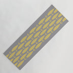 Mid Century Modern Minimalist Fish Stripe Pattern in Retro Gray and Mustard Yellow Yoga Mat Gallery Image 1