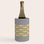 Mid Century Modern Minimalist Fish Stripe Pattern in Retro Gray and Mustard Yellow Wine Chiller Gallery Image 3