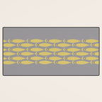 Mid Century Modern Minimalist Fish Stripe Pattern in Retro Gray and Mustard Yellow Desk Mat Gallery Image 3