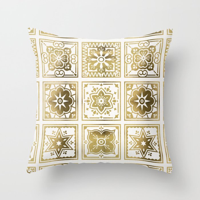 Talavera Mexican Tile - Gold Palette Throw Pillow Gallery Image 6