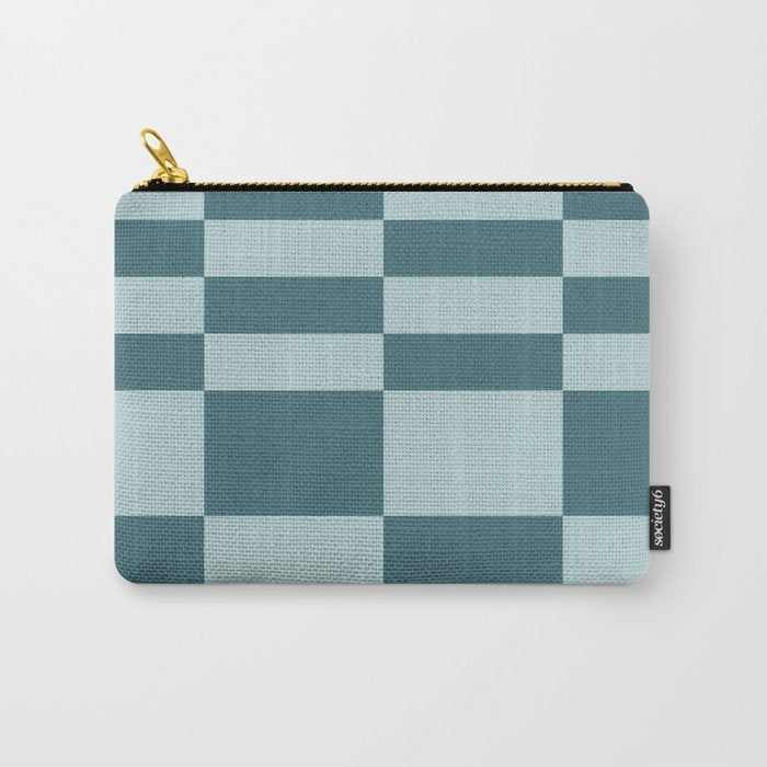 Checkered Multi Check Variable Checked Pattern in Teal Carry All Pouch Gallery Image 1