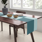 Checkered Multi Check Variable Checked Pattern in Teal Table Runner Gallery Image 2