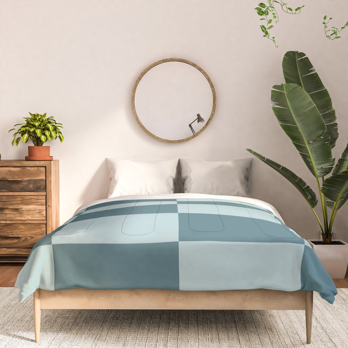 Checkered Multi Check Variable Checked Pattern in Teal Comforter Gallery Image 3