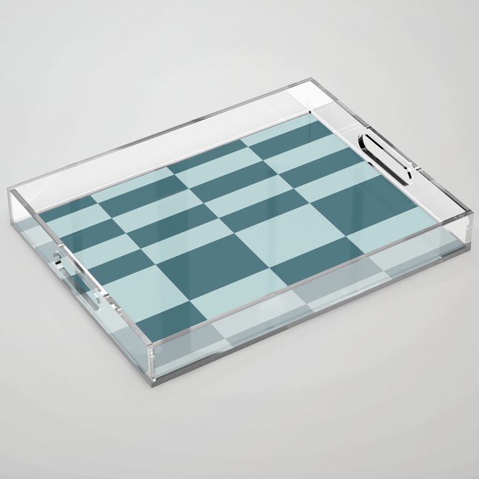 Checkered Multi Check Variable Checked Pattern in Teal Acrylic Tray Gallery Image 1