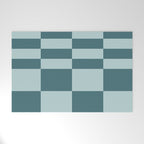 Checkered Multi Check Variable Checked Pattern in Teal Welcome Mat Gallery Image 1