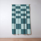 Checkered Multi Check Variable Checked Pattern in Teal Window Curtain Gallery Image 3