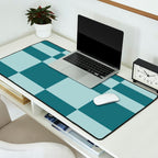 Checkered Multi Check Variable Checked Pattern in Teal Desk Mat Gallery Image 2