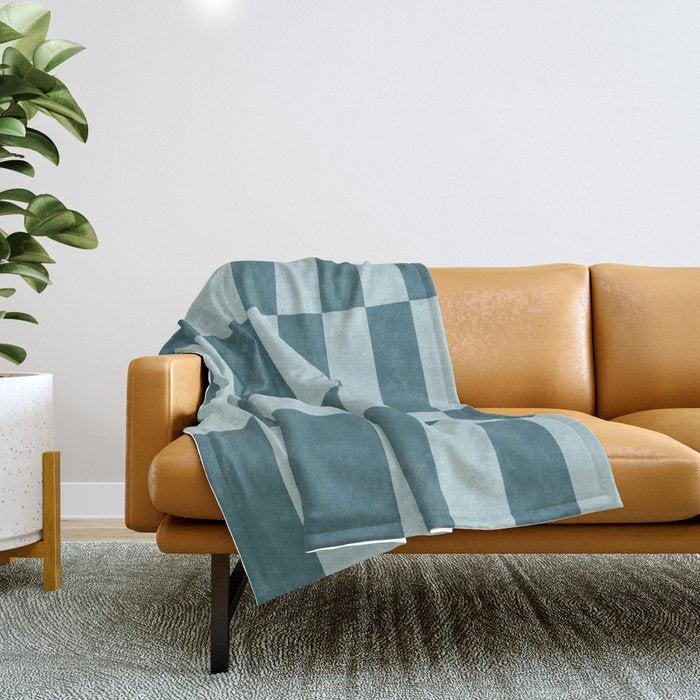 Checkered Multi Check Variable Checked Pattern in Teal Throw Blanket Gallery Image 1