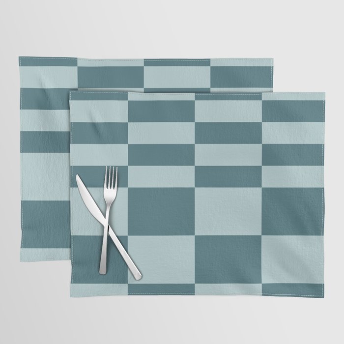 Checkered Multi Check Variable Checked Pattern in Teal Placemat Gallery Image 1