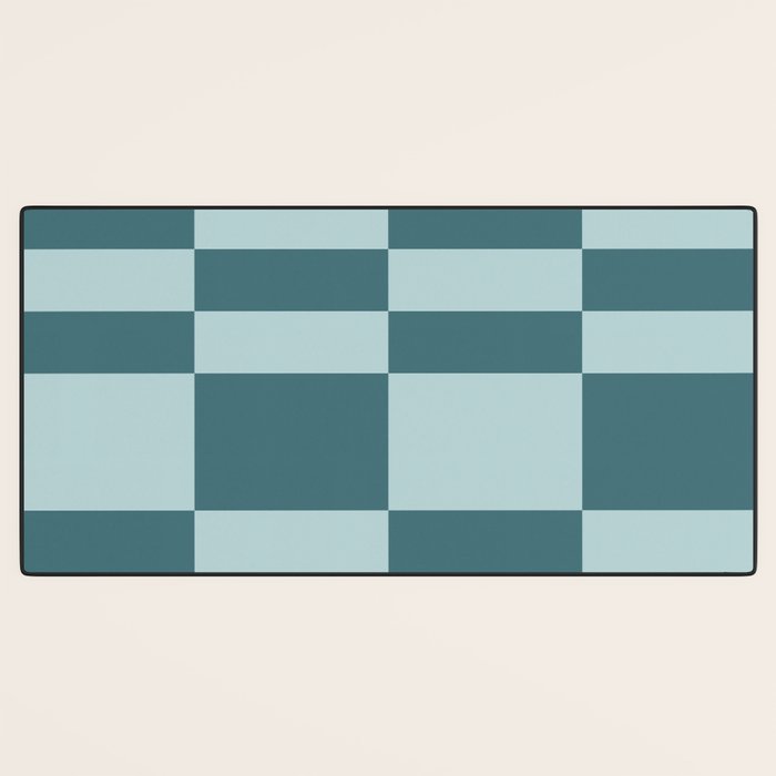 Checkered Multi Check Variable Checked Pattern in Teal Desk Mat Gallery Image 3