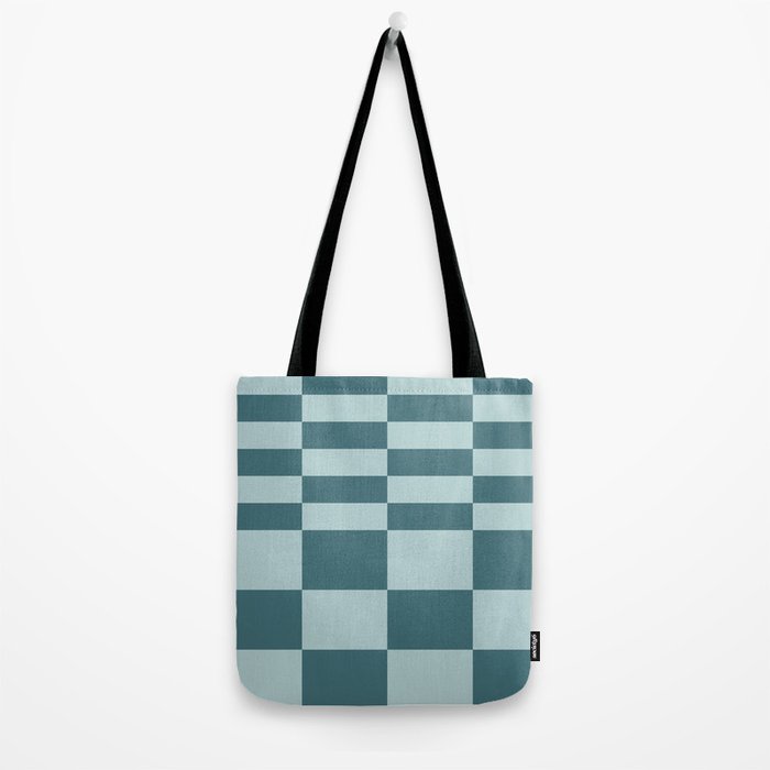 Checkered Multi Check Variable Checked Pattern in Teal Tote Bag Gallery Image 2