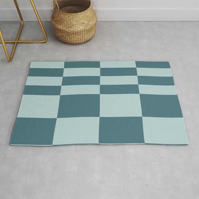 Checkered Multi Check Variable Checked Pattern in Teal Rug Gallery Image 1