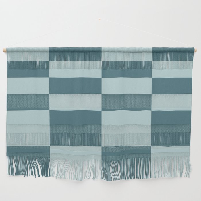 Checkered Multi Check Variable Checked Pattern in Teal Wall Hanging Gallery Image 1